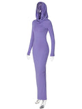Hooded Side-Slit Bodycon Maxi Dress