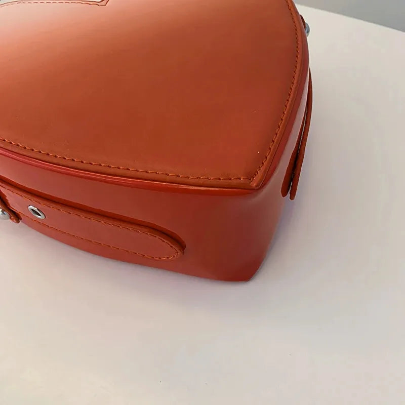 Trendy Heart Shape Color-Changing Buckle PU Leather Shoulder Crossbody Bag