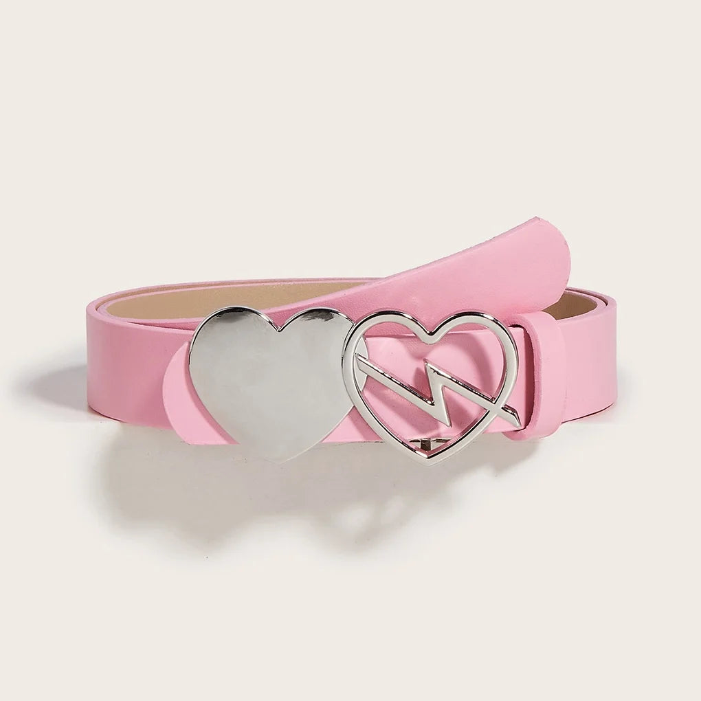 Skinny Double Heart Buckle Decorative Waist Chain Belt
