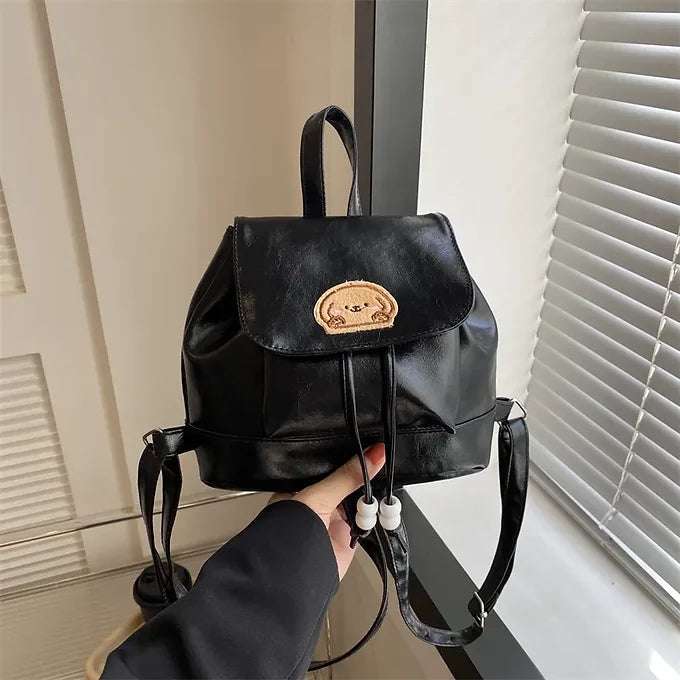 Retro Puppy Charm Mini PU Leather Backpack