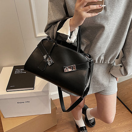 Kelly Style Textured PU Leather Small Square Shoulder Crossbody Bag