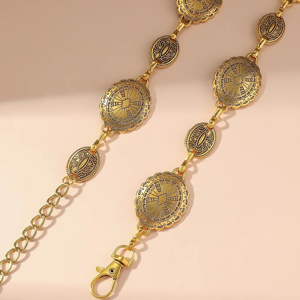 Western Oval Metal Turquoise Stone Waist Chain Belt