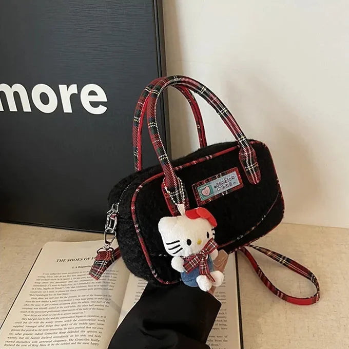 Plaid Lamb Wool Mini Versatile Crossbody Shoulder Bag