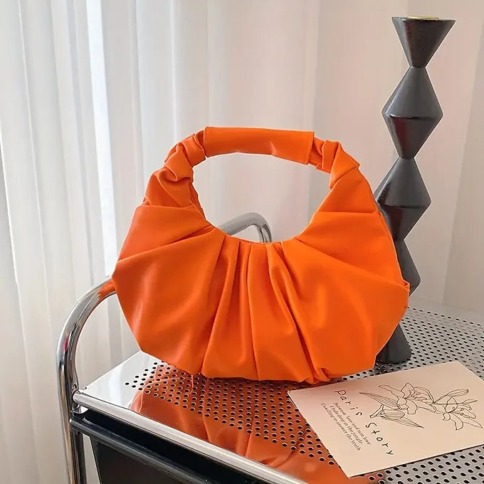Elegant Ruffle Fold Half-Moon Shape Lightweight Shoulder Bag