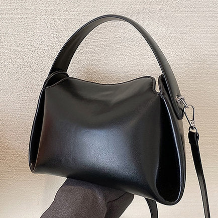 Luxury Soft Grain Square Curved Handle Crossbody Bag