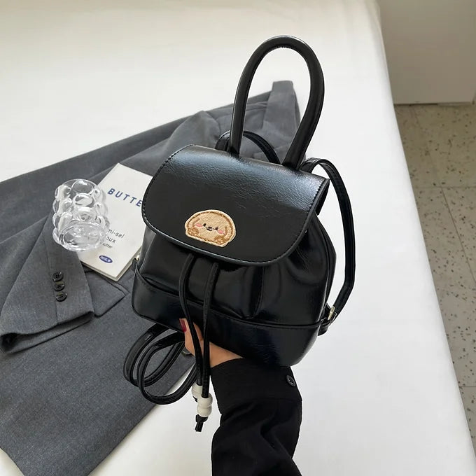 Retro Puppy Charm Mini PU Leather Backpack