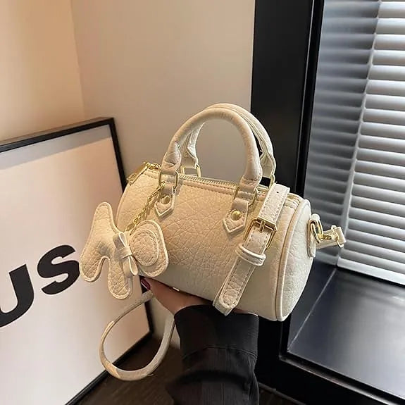 Luxury Dog Charm Soft PU Leather Boston Crossbody Bag