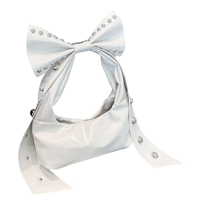 Punk Large Bow Studded Faux Leather Shoulder Bag