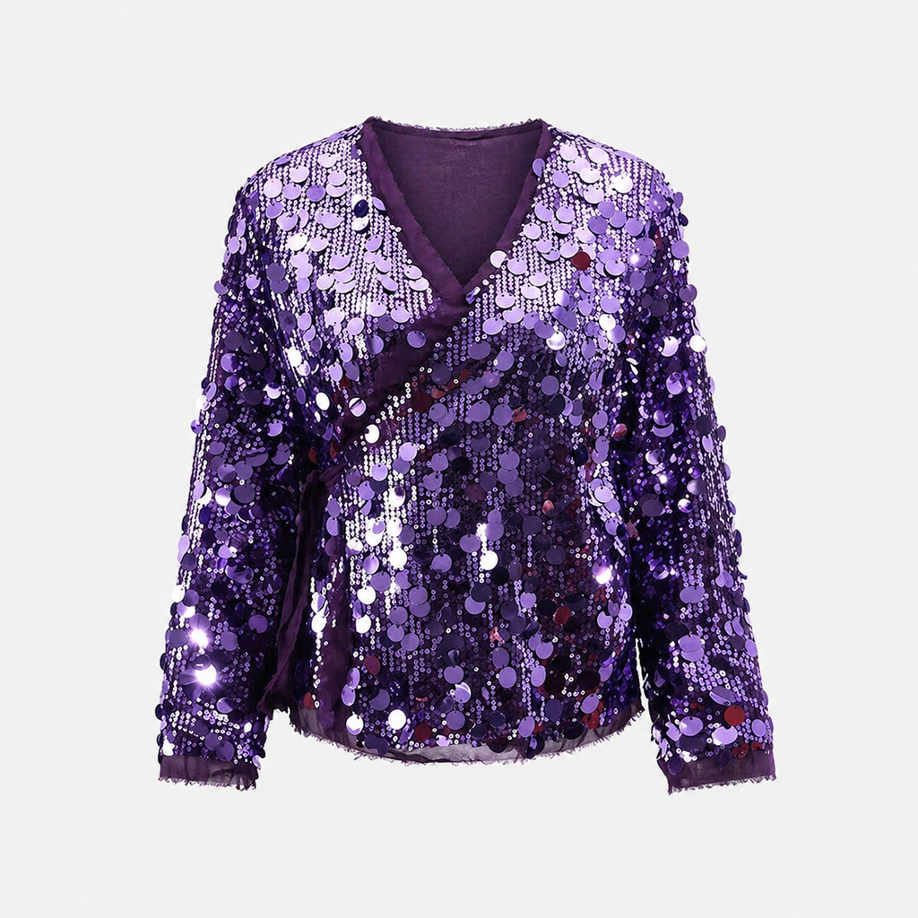 Glitter Sequin Loose Lace-Up Jacket