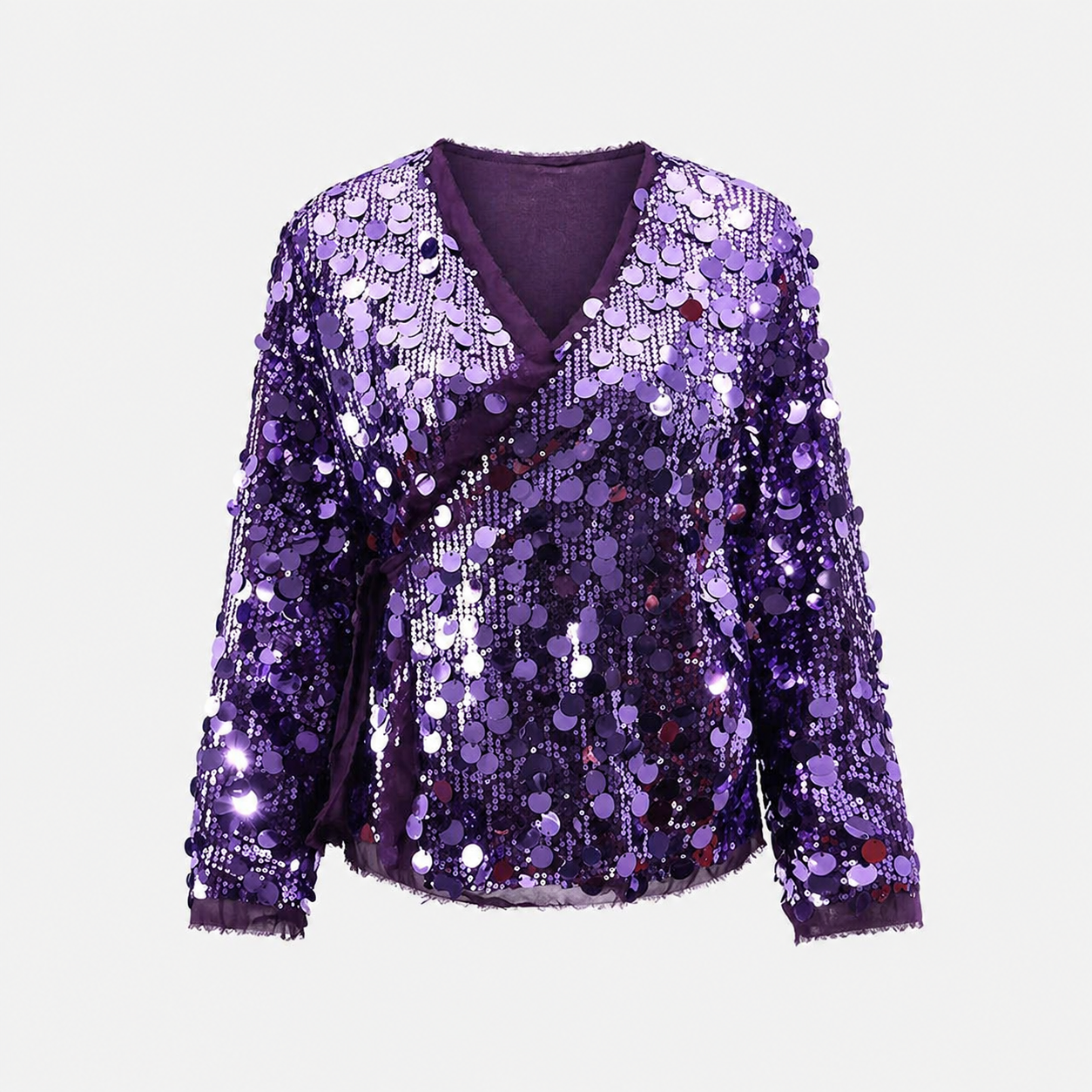 Glitter Sequin Loose Lace-Up Jacket