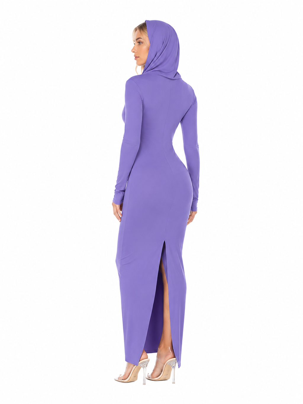 Hooded Side-Slit Bodycon Maxi Dress