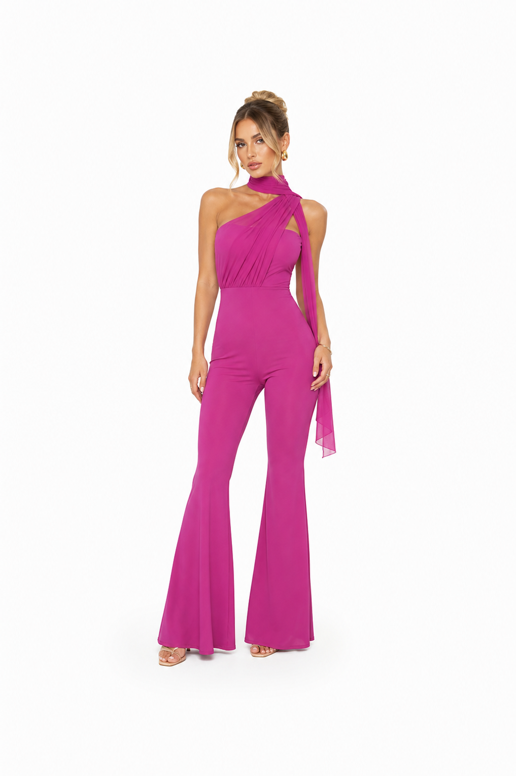 Elegant Long Scarf-Combo Jumpsuit