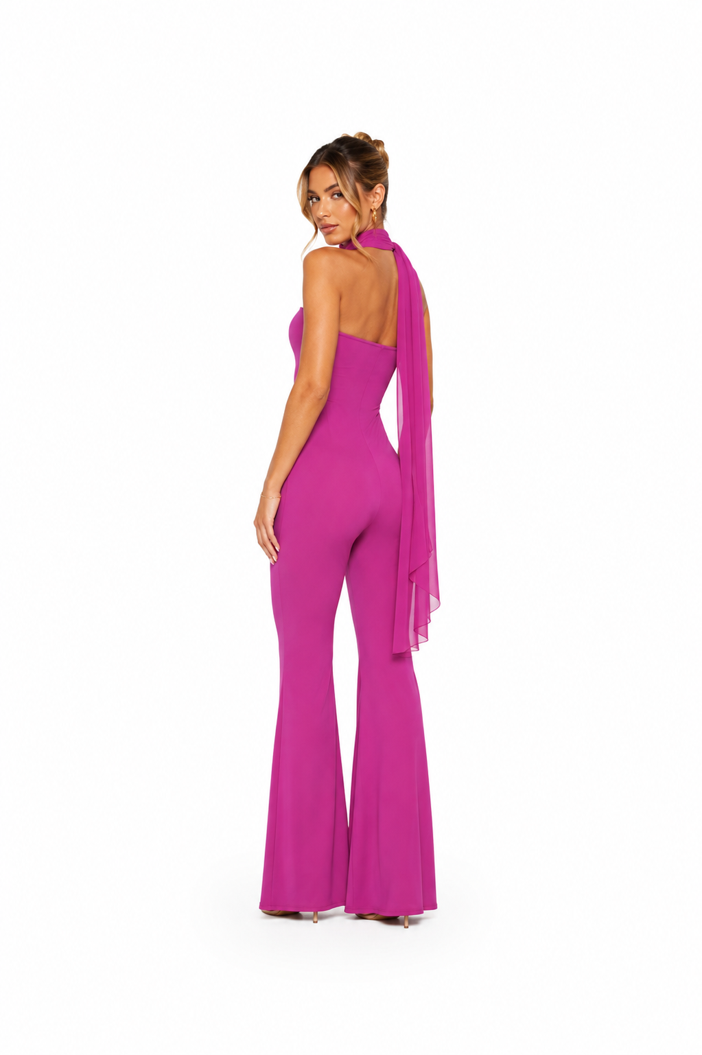 Elegant Long Scarf-Combo Jumpsuit