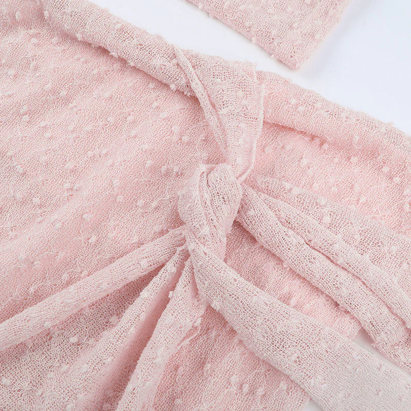 Blush Off Shoulder Draped Mini Dress