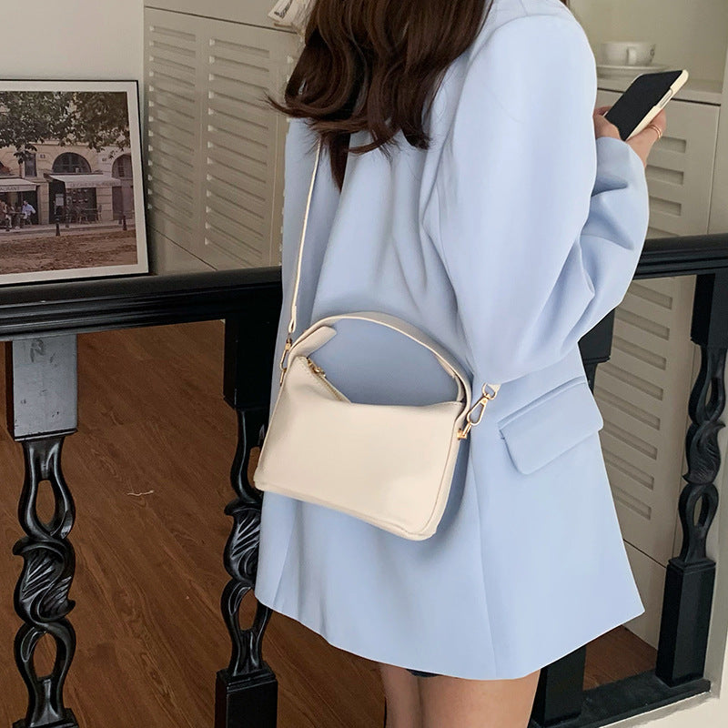Luxury Cloud Shape Wide Strap Leather Small Square Crossbody Bag