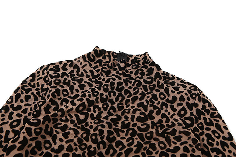Leopard Print Mesh Tummy-Control Jumpsuit