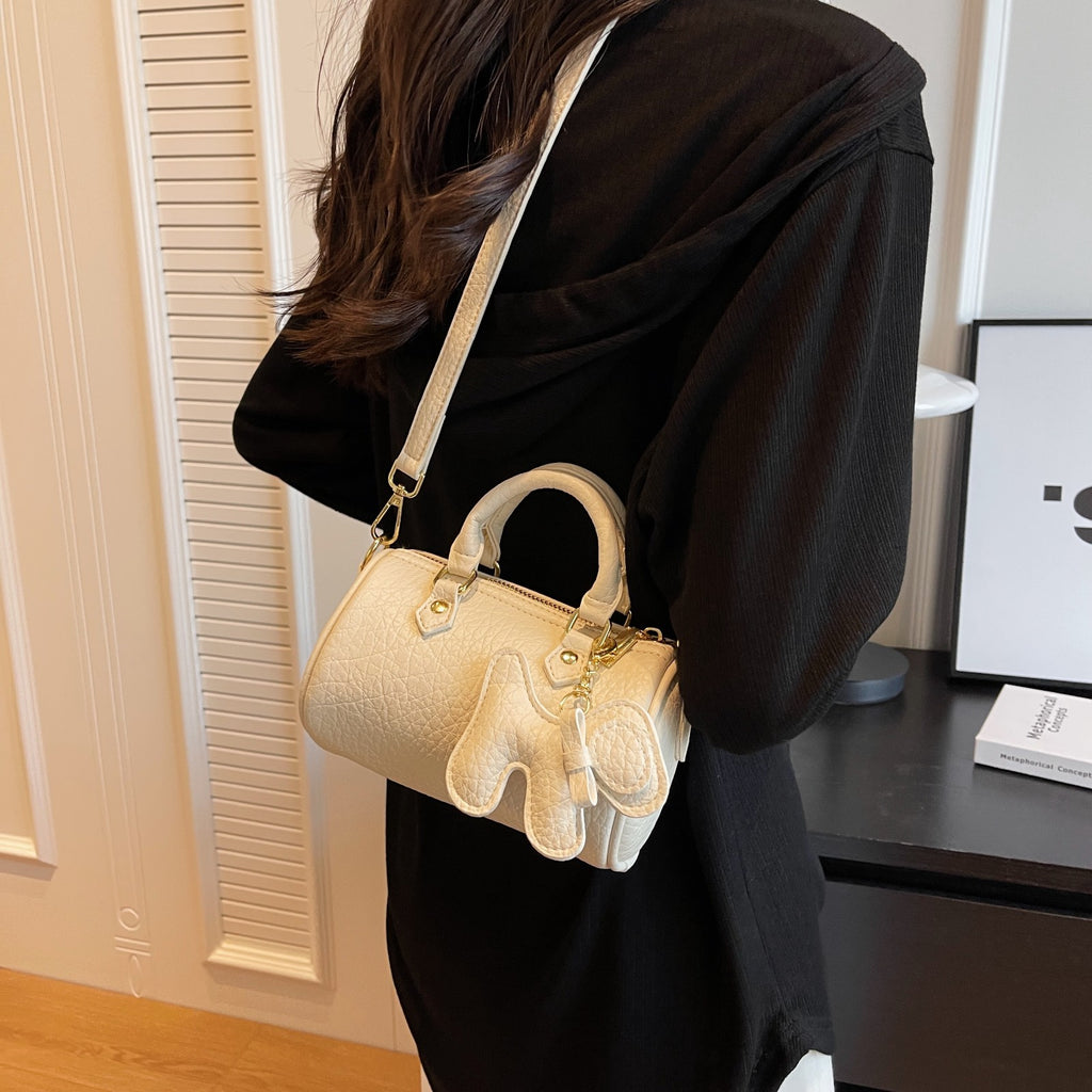 Luxury Dog Charm Soft PU Leather Boston Crossbody Bag