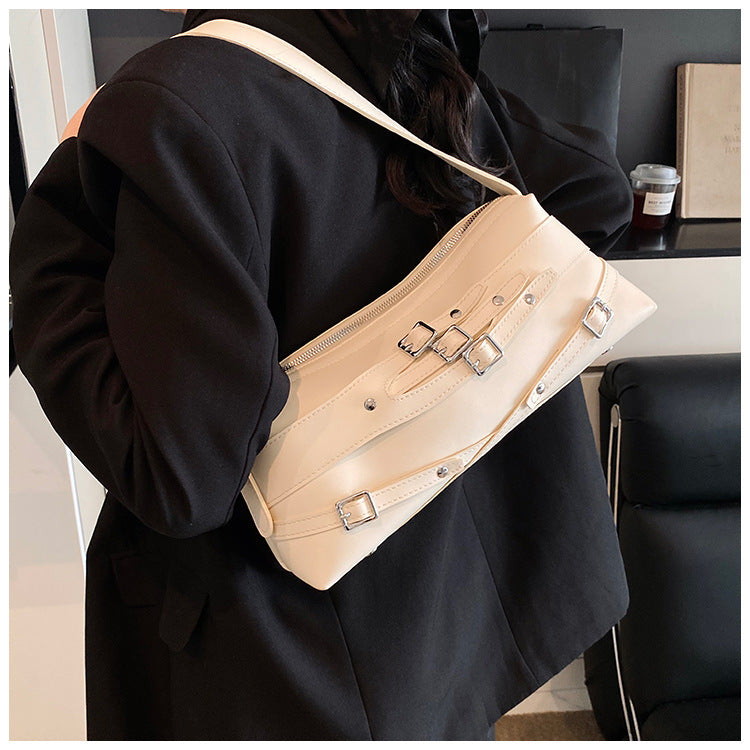 Sweet Moto Belt Buckle Candy Color PU Shoulder Bag