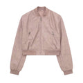 Faux Leather Stand Collar Bomber Jacket