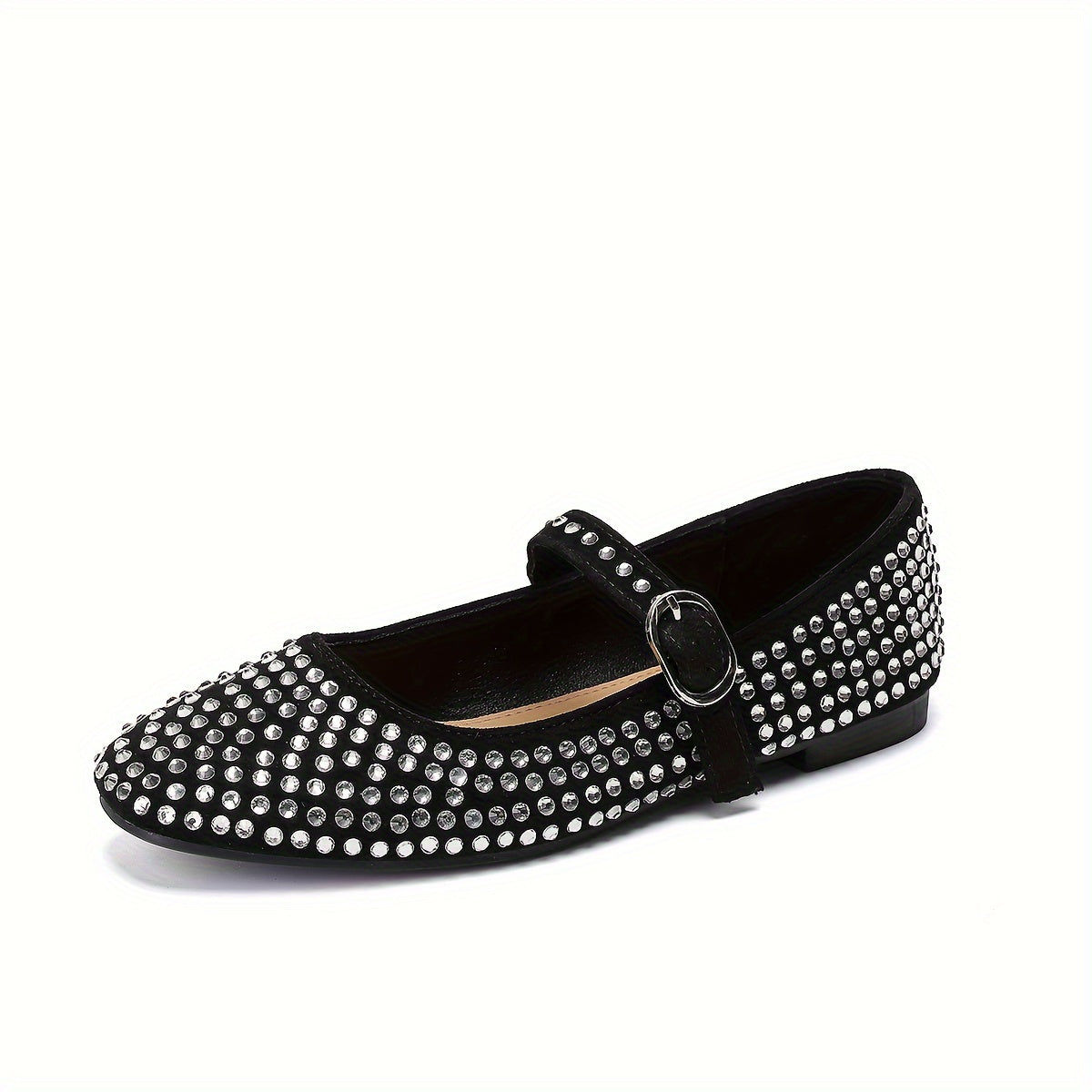 Embellished Rhinestone Strap Mary Jane Flats