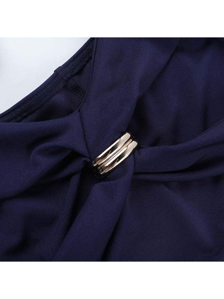Ruched Off-Shoulder Solid Mini Dress