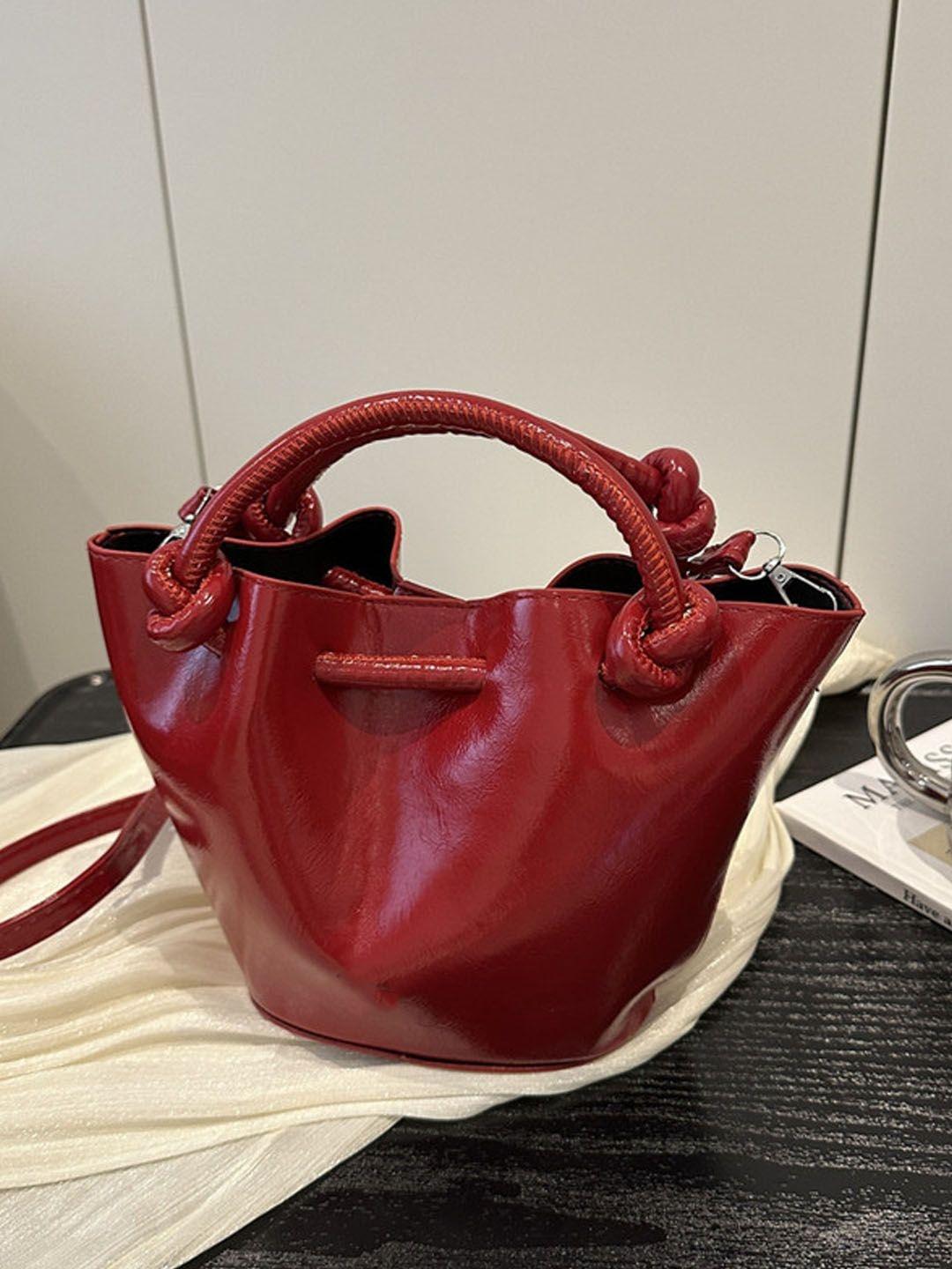 Luxury Knotted Handle Round PU Leather Handbag