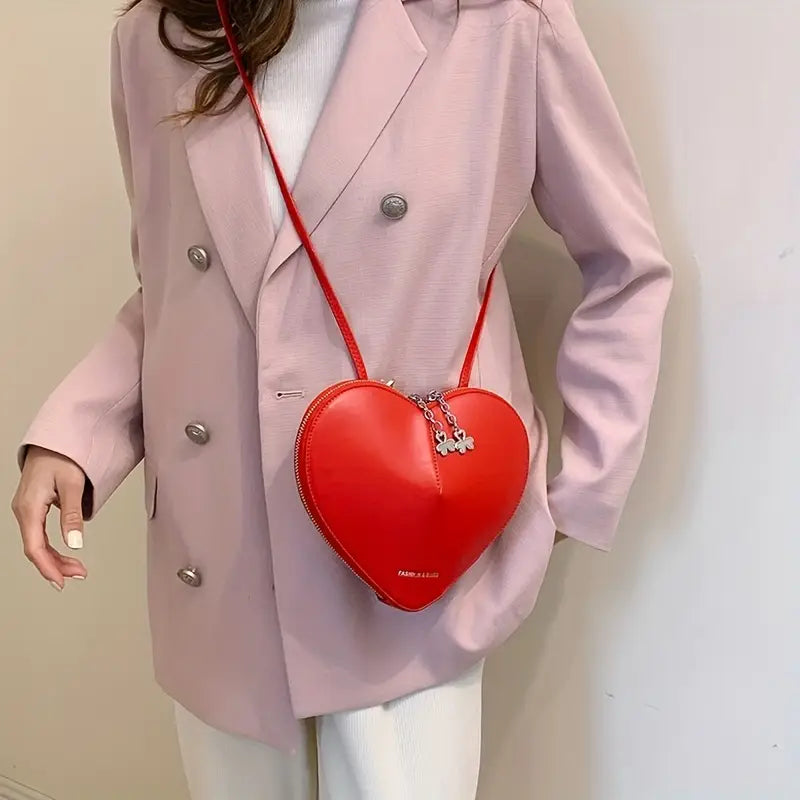 Versatile Drawstring Heart Shape Crossbody Bag