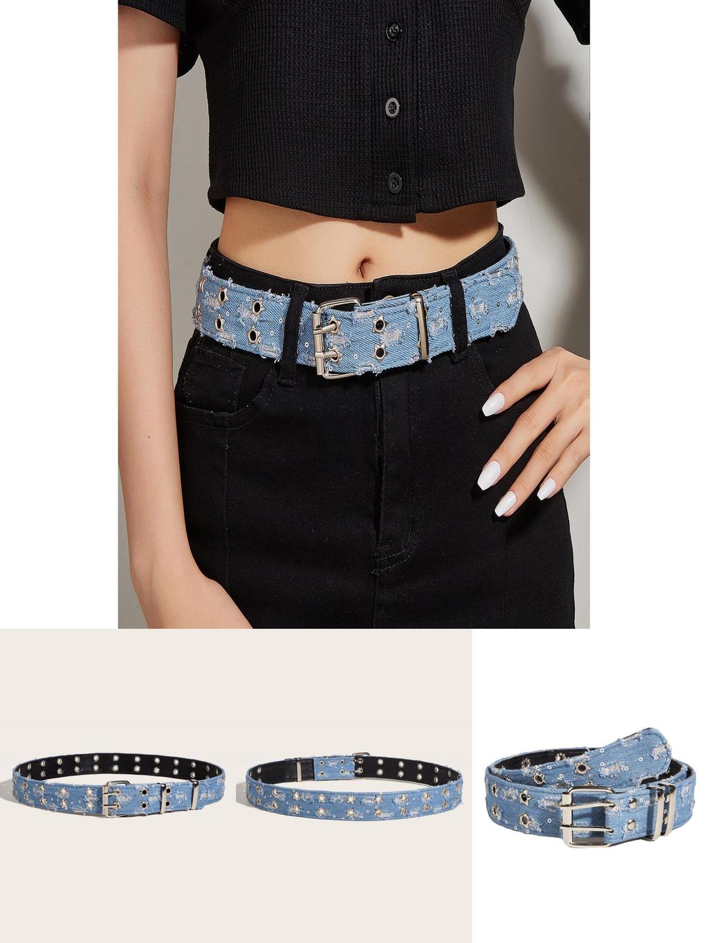 Western Butterfly Buckle Chain Rhinestone PU Leather Waist Belt