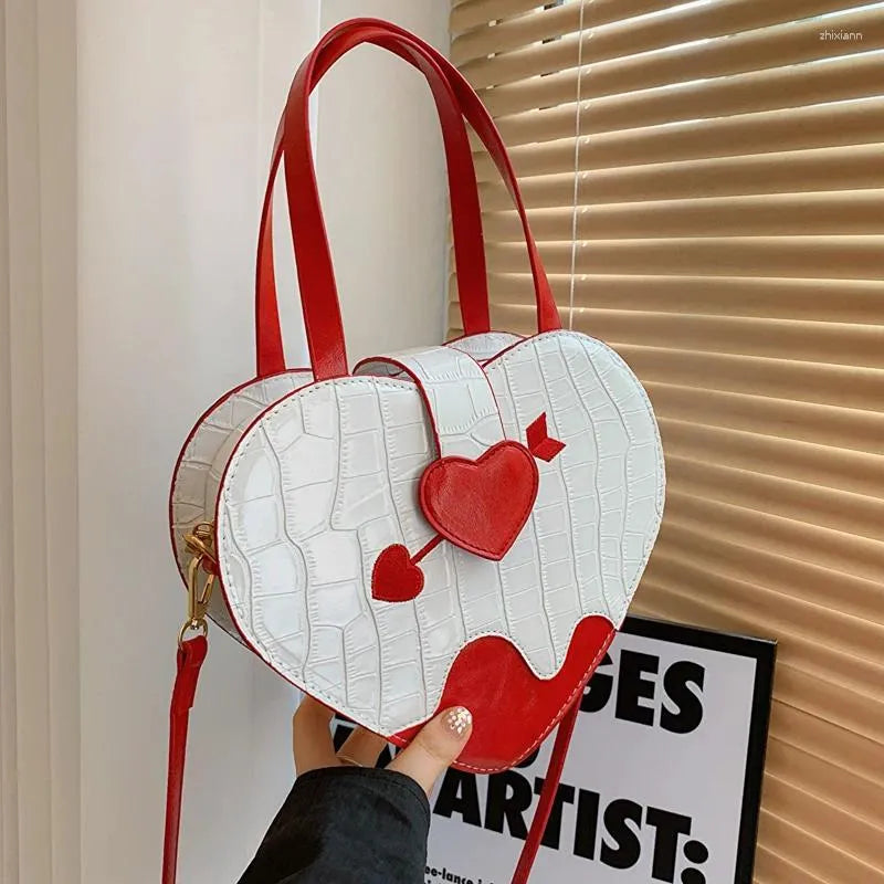 Novelty Cupid Arrow Heart Shape Faux Leather Crossbody Bag
