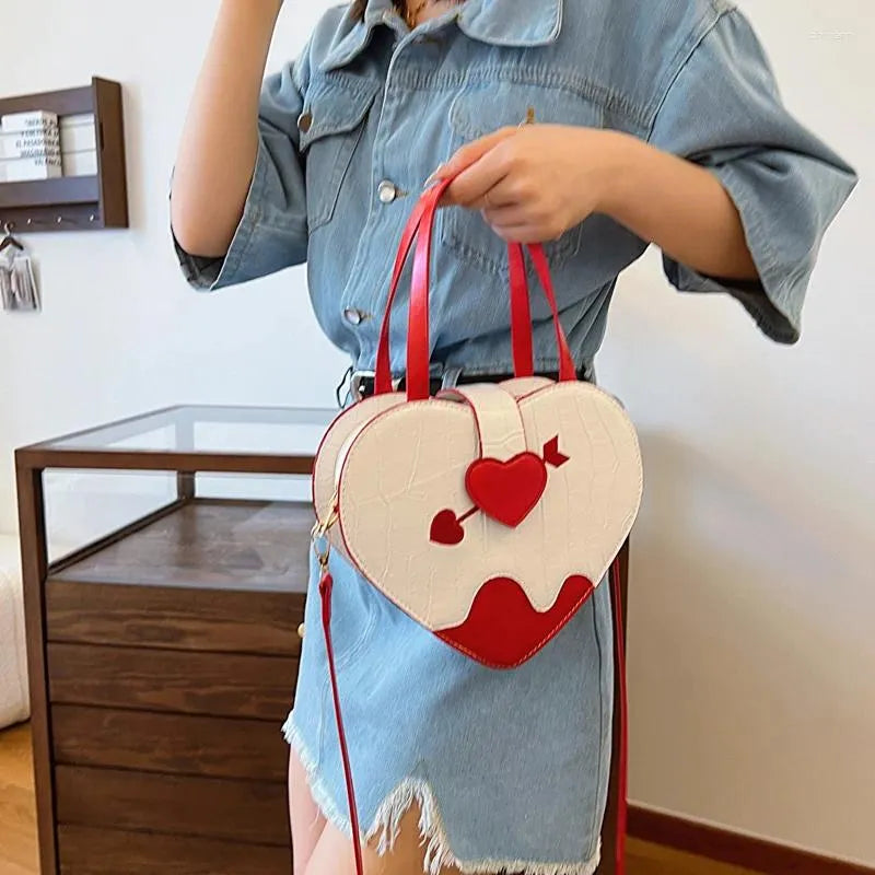Novelty Cupid Arrow Heart Shape Faux Leather Crossbody Bag