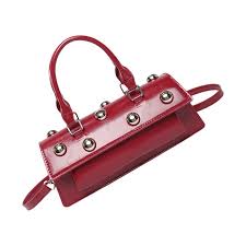 Studded Square Rivet Top Handle Satchel Crossbody Bag