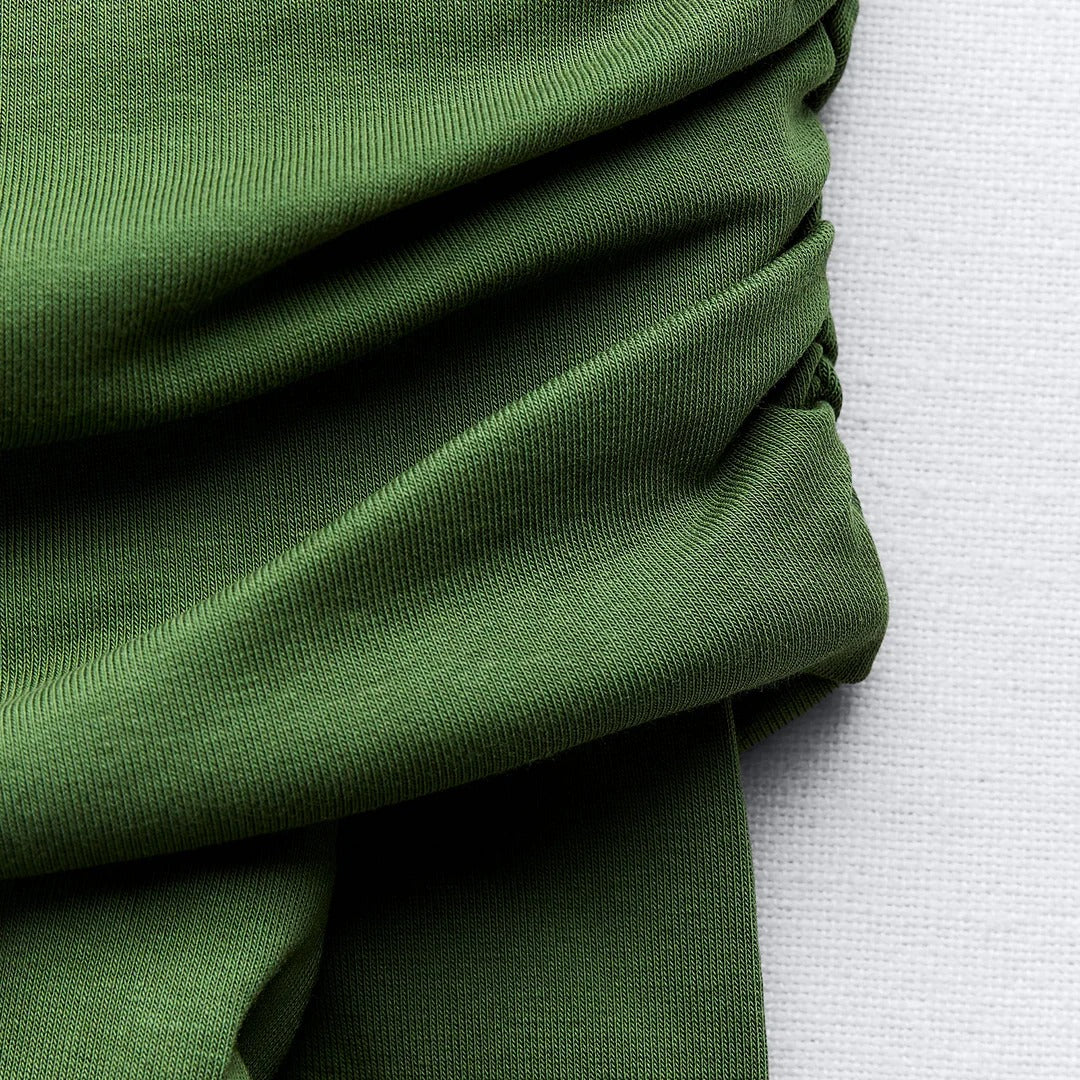 Olive Bardot Ruched Mini Dress