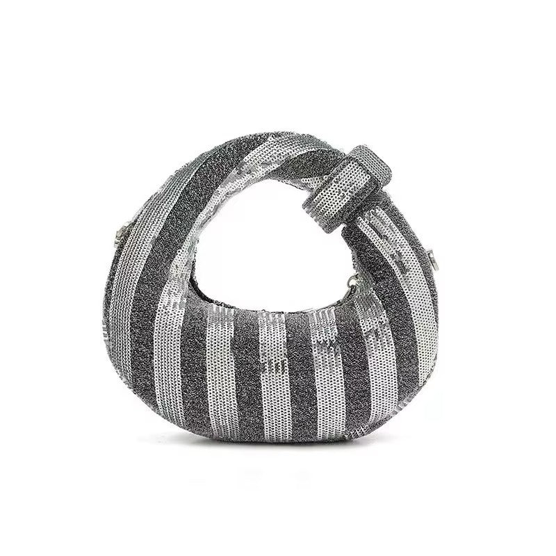 Glam Sequin Dumpling Shape Ring Handle Crossbody Bag
