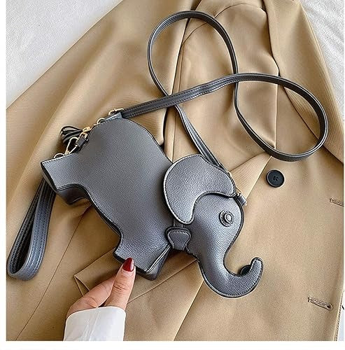 Chic Elephant Shape Solid Color Vegan Leather Shoulder Crossbody Bag