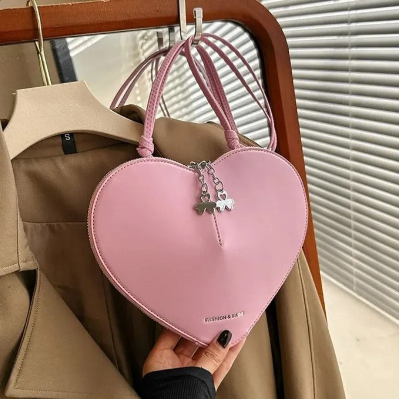 Versatile Drawstring Heart Shape Crossbody Bag