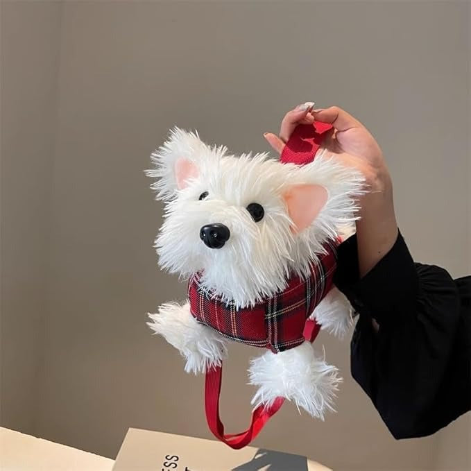 Cute Plush Dog Shape Faux Fur Crossbody Shoulder Bag