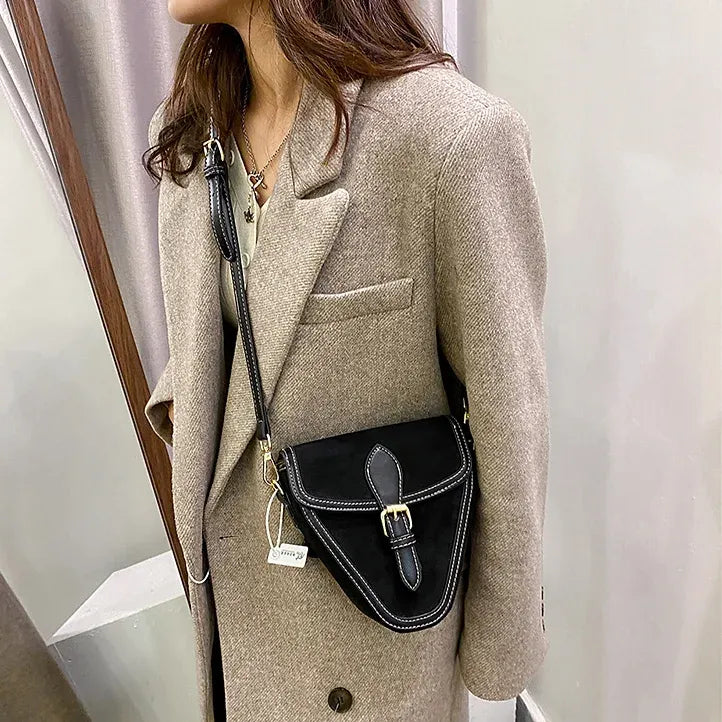 Sequin Velour Fur-Lined Crossbody Bag