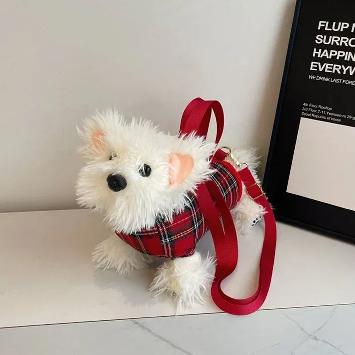Cute Plush Dog Shape Faux Fur Crossbody Shoulder Bag