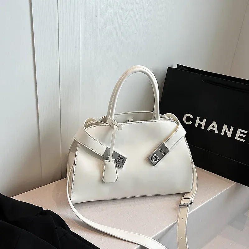 Kelly Style Textured PU Leather Small Square Shoulder Crossbody Bag