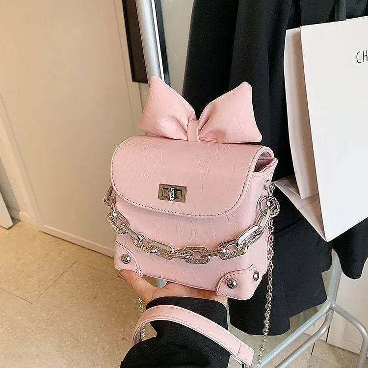 Niche Ribbon Knitted Chain Color Block Square Crossbody Bag