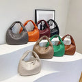 Woven Zipper Top Handle French Style PU Leather Tote Bag