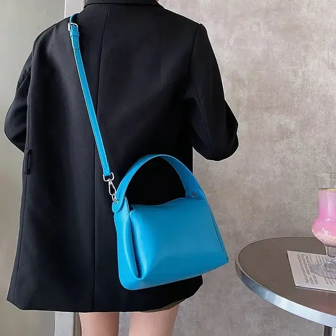 Luxury Soft Grain Square Curved Handle Crossbody Bag