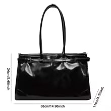 Minimalist  PU Leather Top Handle Belt Detail Tote Bag