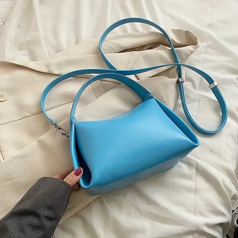 Luxury Soft Grain Square Curved Handle Crossbody Bag