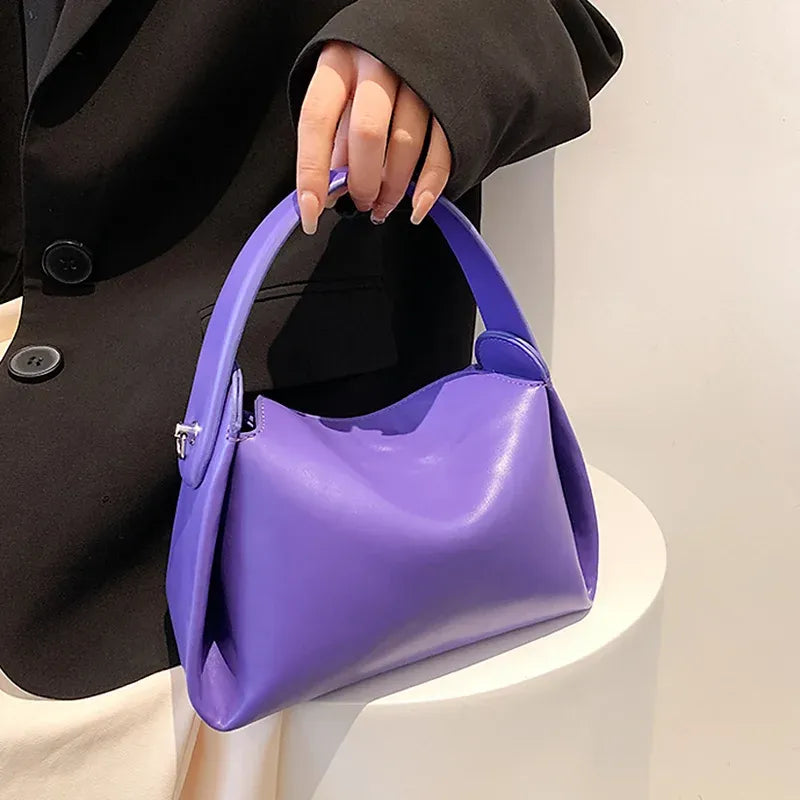 Luxury Soft Grain Square Curved Handle Crossbody Bag