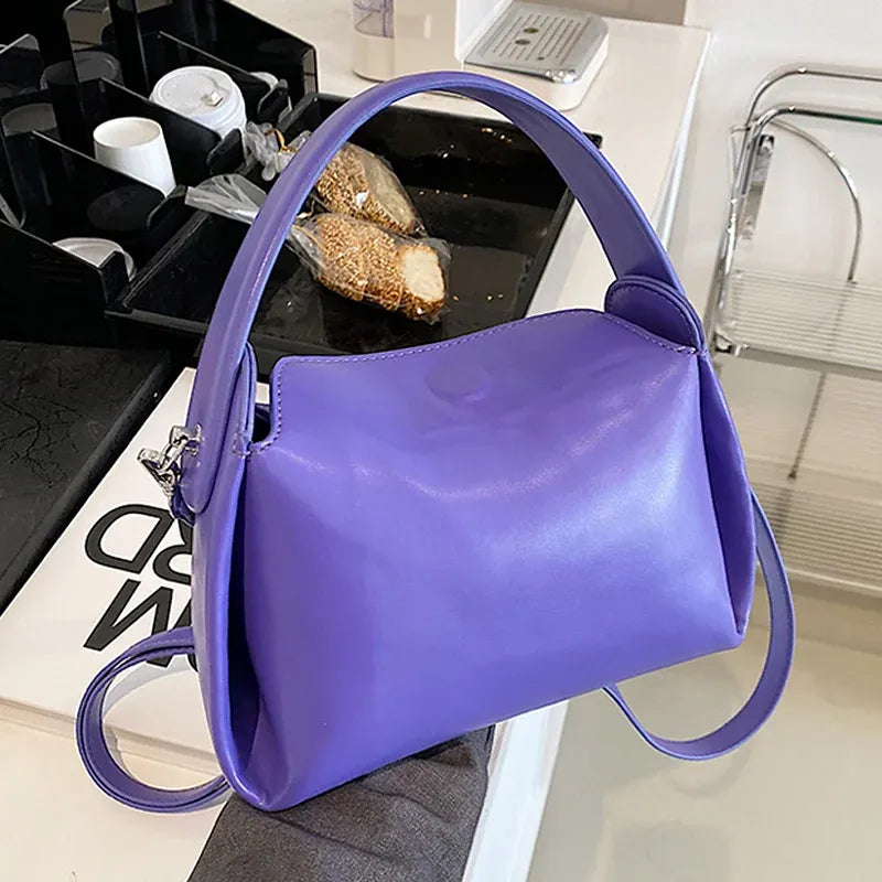 Luxury Soft Grain Square Curved Handle Crossbody Bag