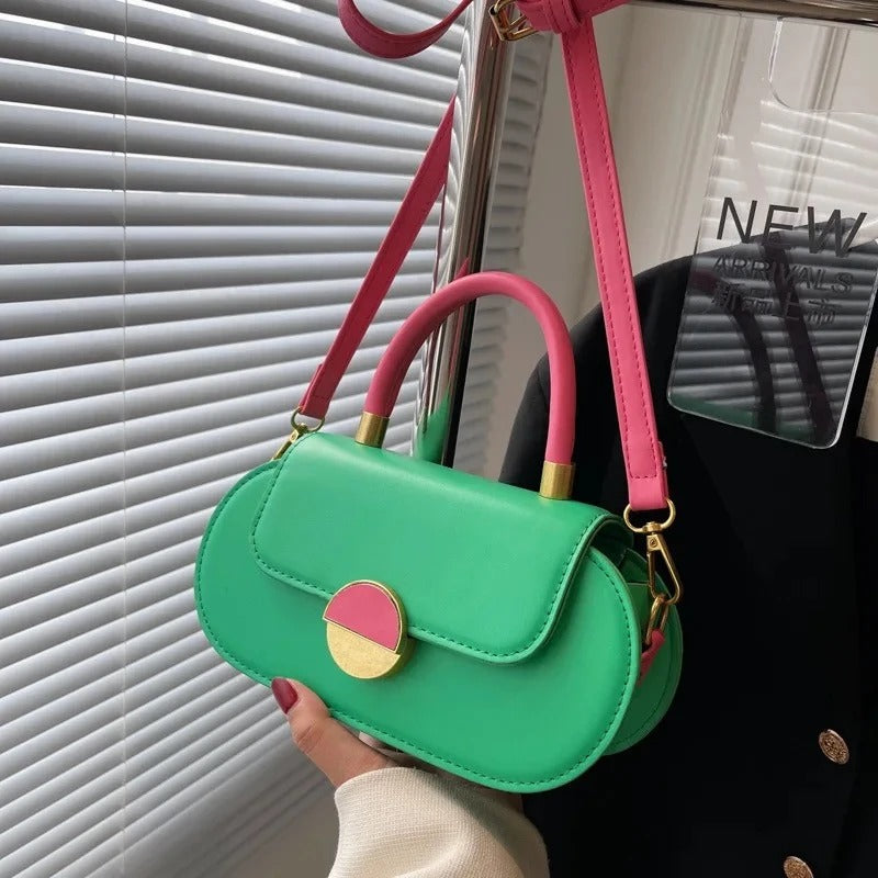 Chic Textured Top Handle PU Leather Shoulder Crossbody Bag