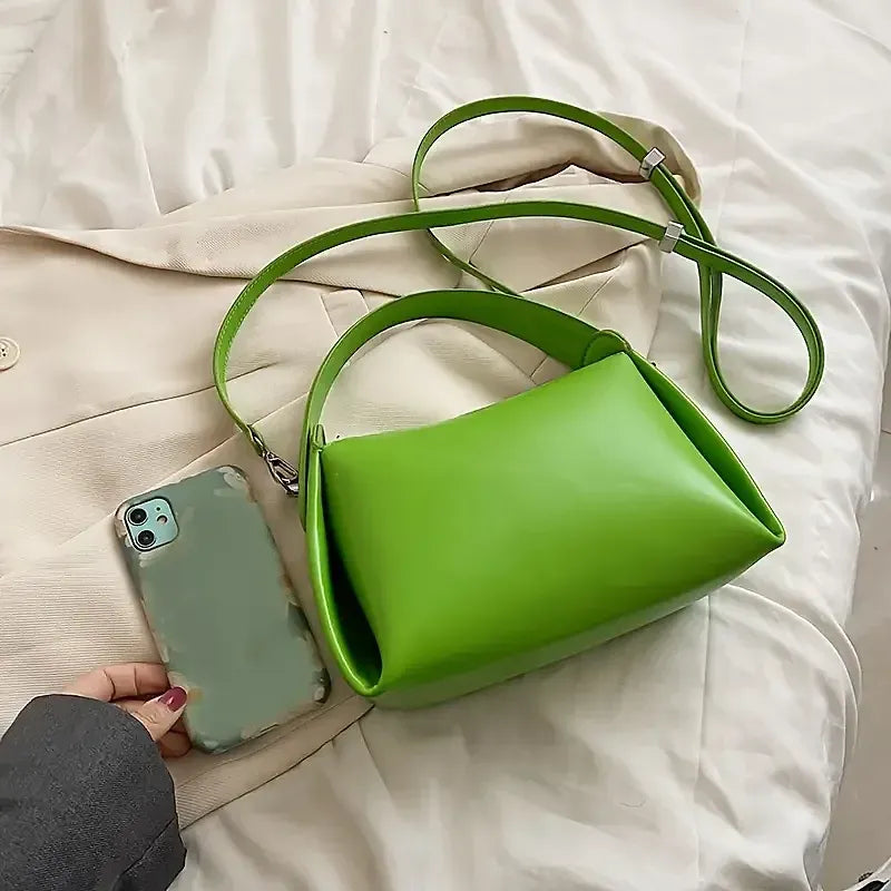 Luxury Soft Grain Square Curved Handle Crossbody Bag