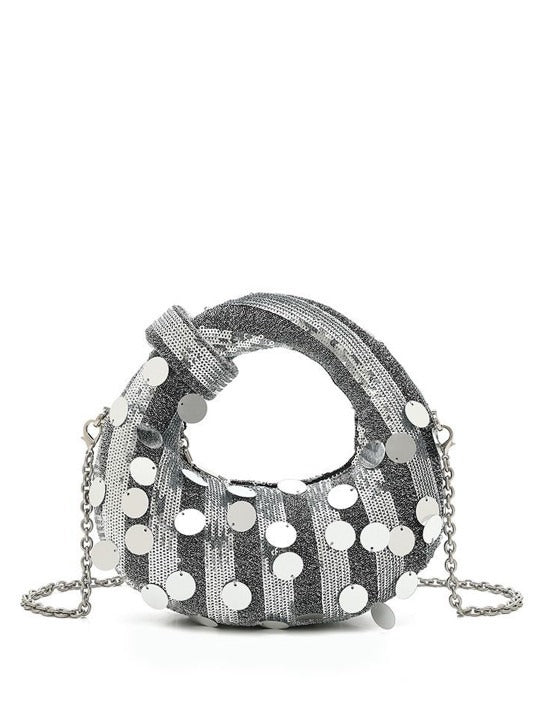 Glam Sequin Dumpling Shape Ring Handle Crossbody Bag