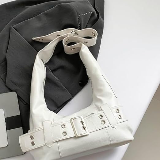 Luxury Crescent Shape Double Pocket Adjustable Strap PU Leather Crossbody Bag
